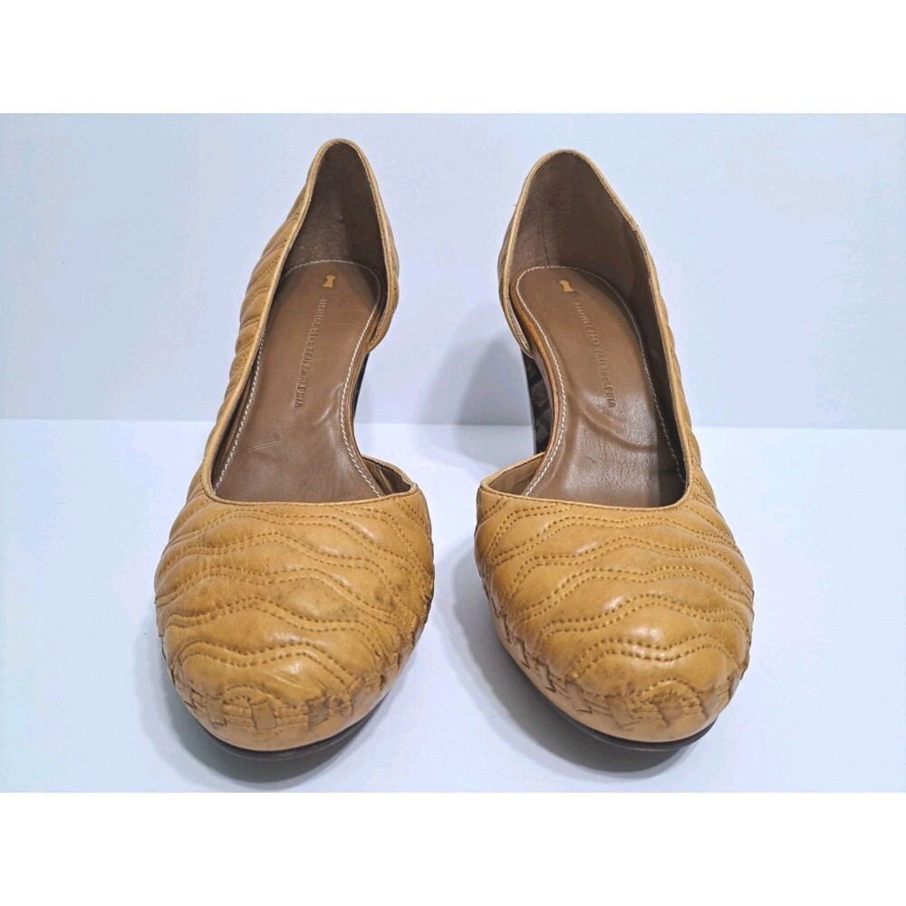 Anthropologie Schuler & Sons Waving Grains Pumps Size 10 Shoes Heels Yellow Rare - Picture 6 of 12